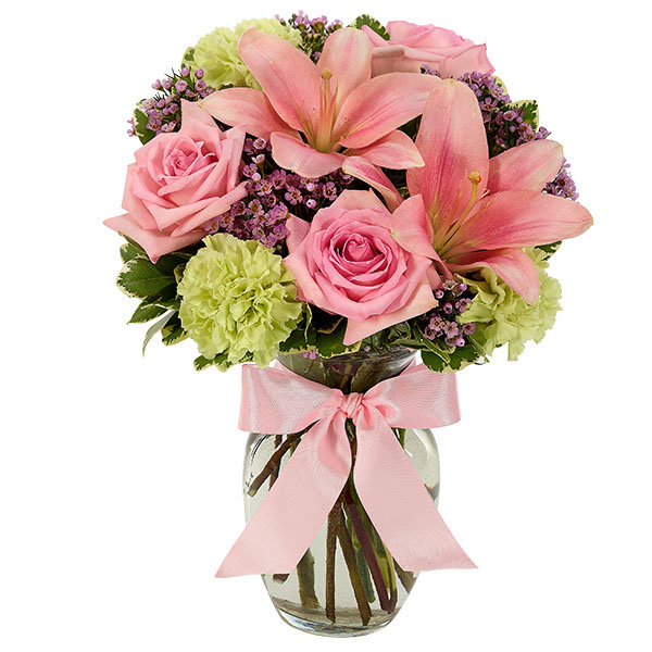 Romantic roses and anniversary flower arrangement
